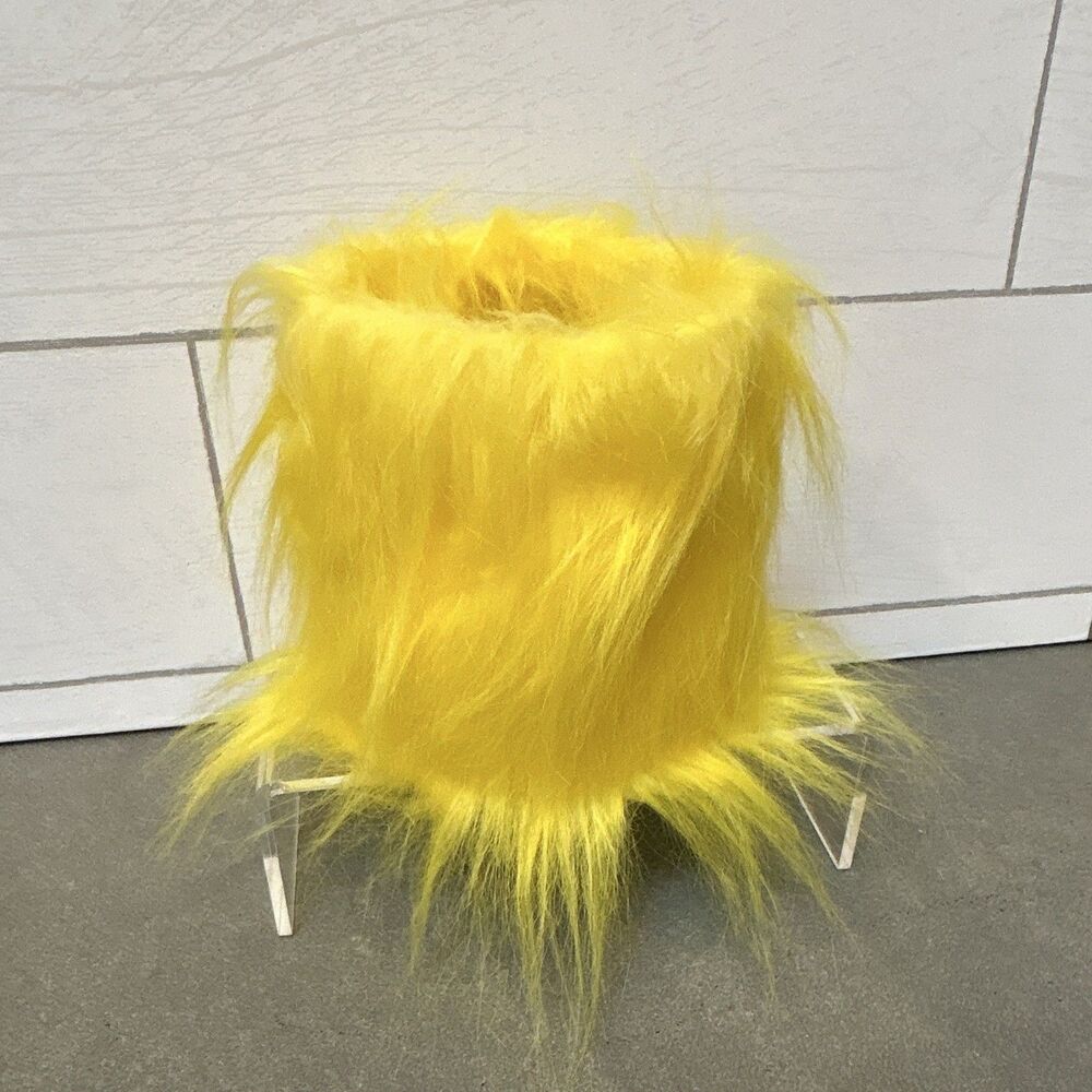 Ashland Color Pop Yellow Faux Fur Cylindrical Pencil/Paintbrush Holder, 5 in
